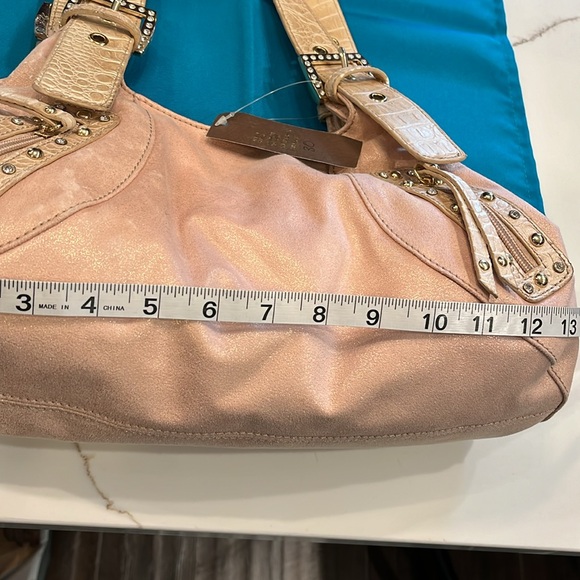 Pritzi Pink Blush Handbag. Has with a slight sparkle & Studs & Rhinestone - Picture 5 of 15
